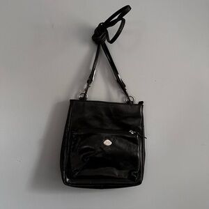 Original The Trend Black Leather Crossbody / Backpack Bag Purse Made In Italy 🇮🇹